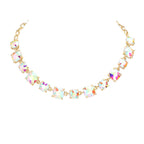 Women's Cushion Square Stone Link Evening Necklace