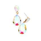 Women's Glass Crystal Teardrop Dangle Earrings
