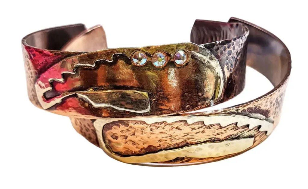 Copper Sculpted Angel Wing Frame Cuff