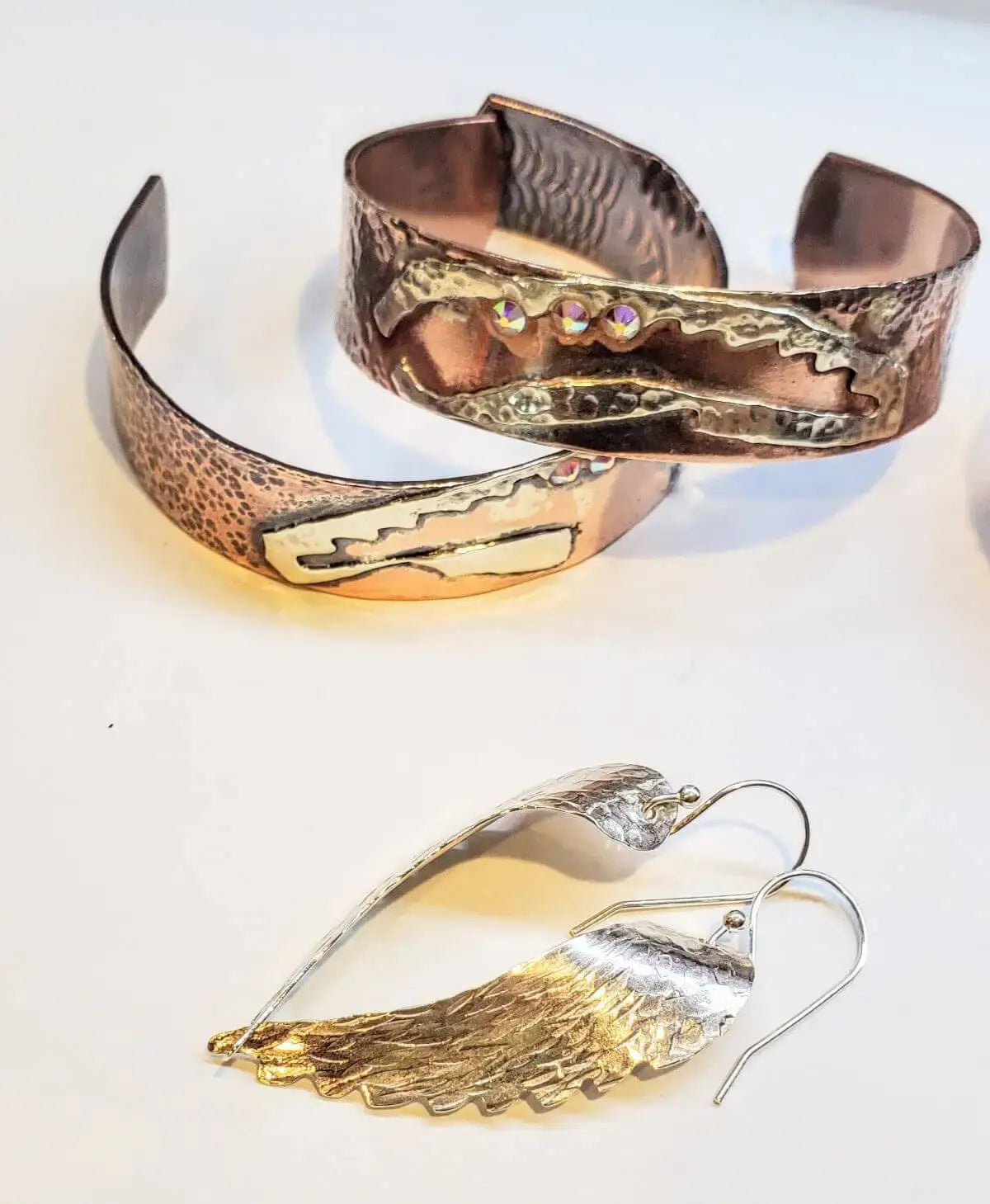Copper Sculpted Angel Wing Frame Cuff
