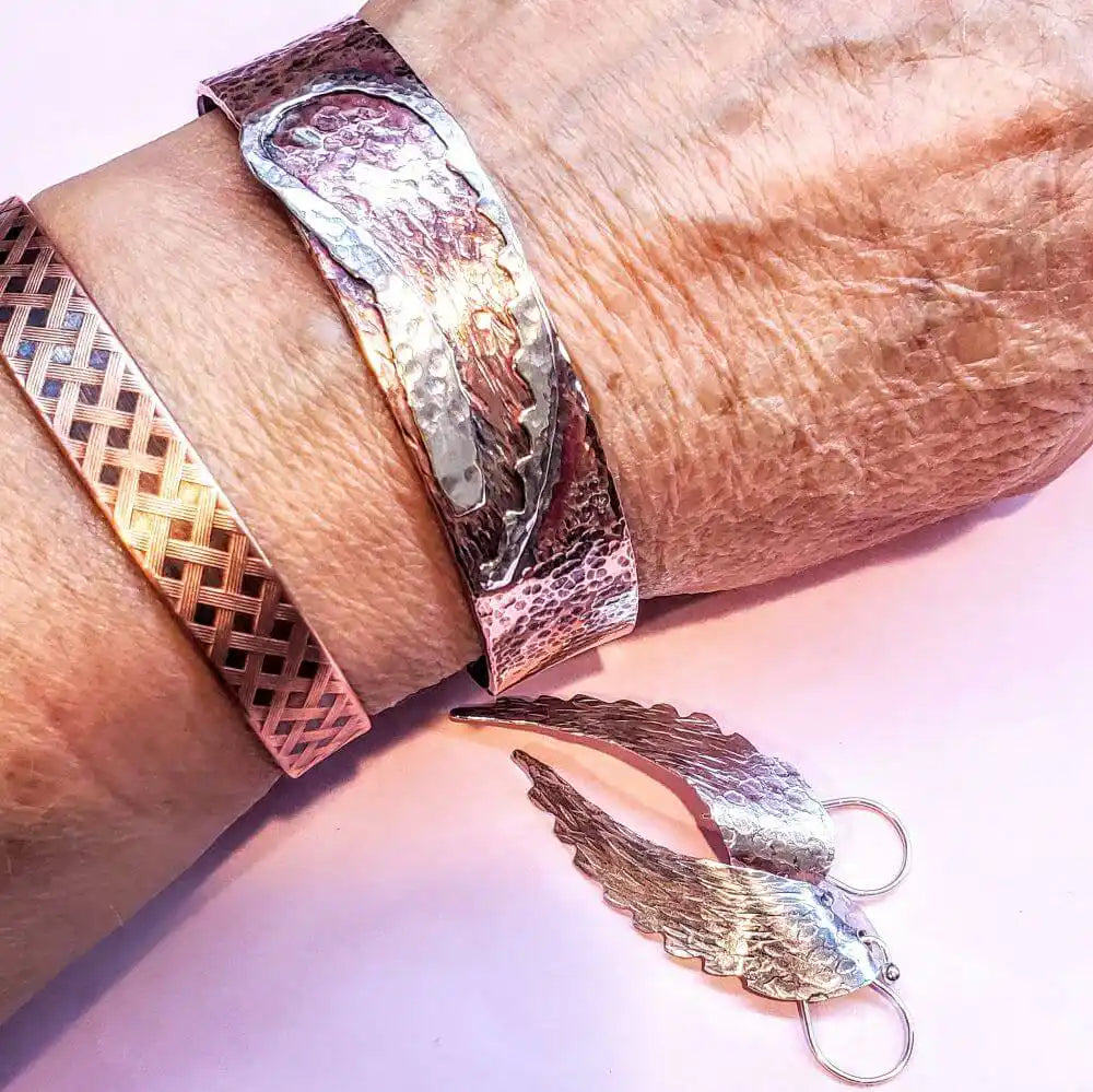 Copper Sculpted Angel Wing Frame Cuff
