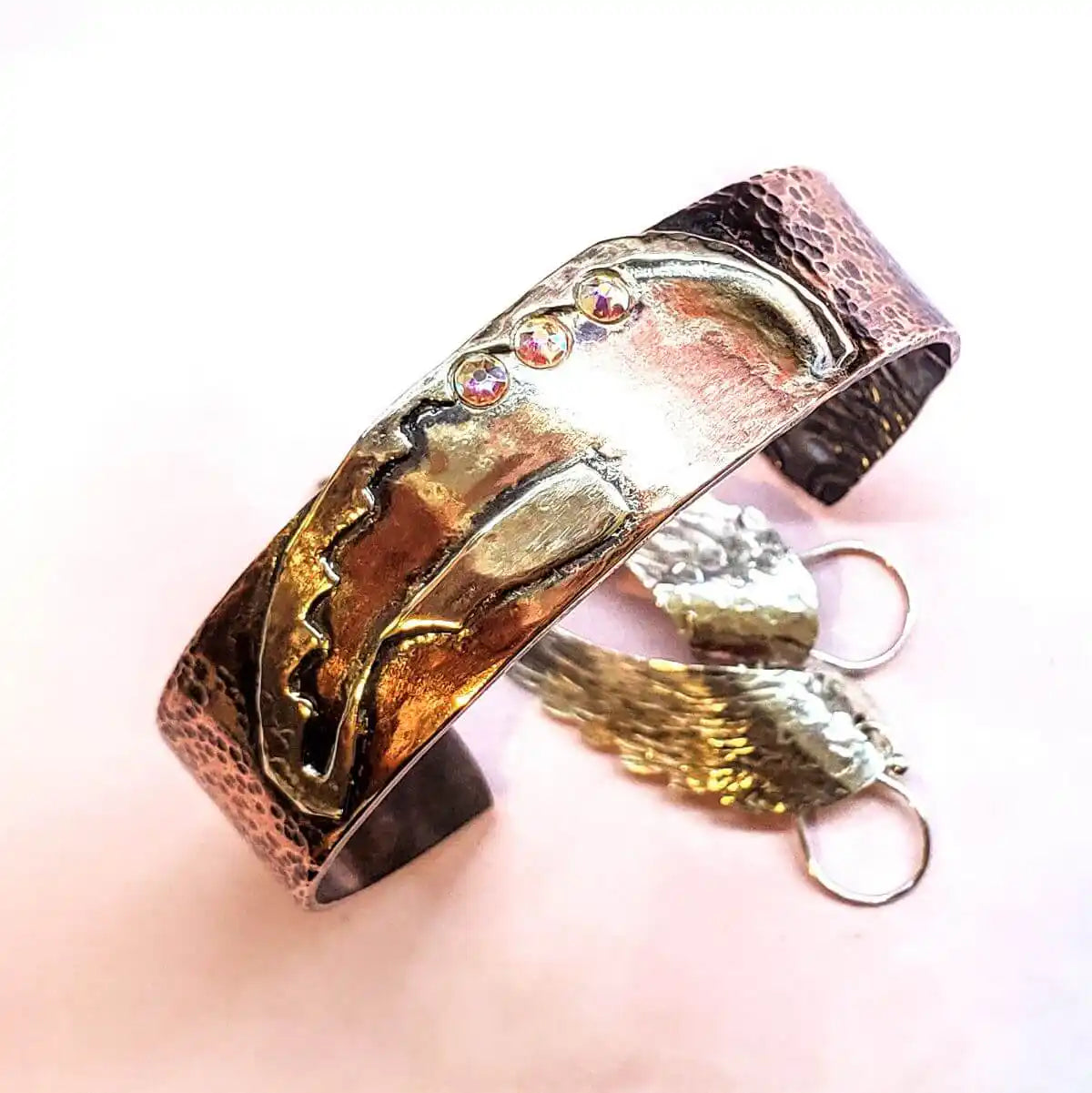 Copper Sculpted Angel Wing Frame Cuff