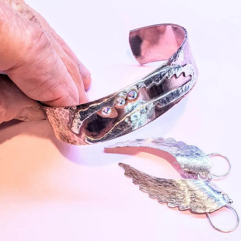 Copper Sculpted Angel Wing Frame Cuff