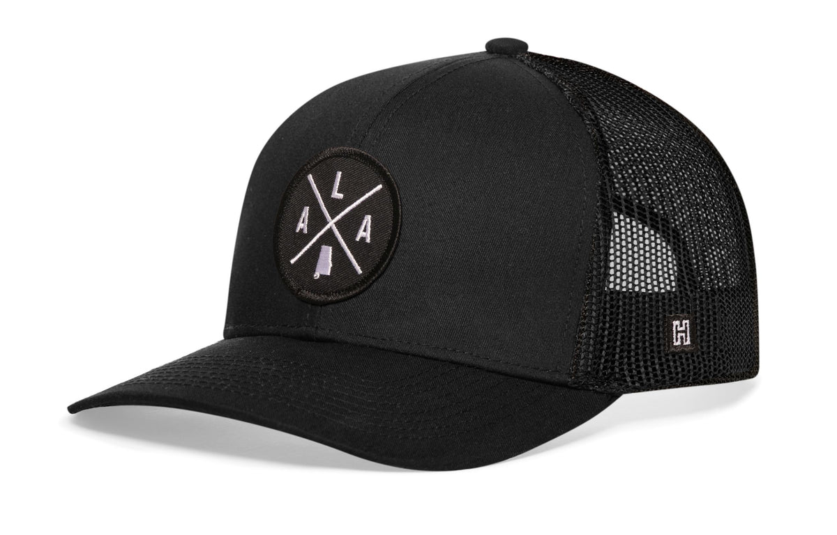 Alabama Trucker Hat  |  Black ALA X Snapback
