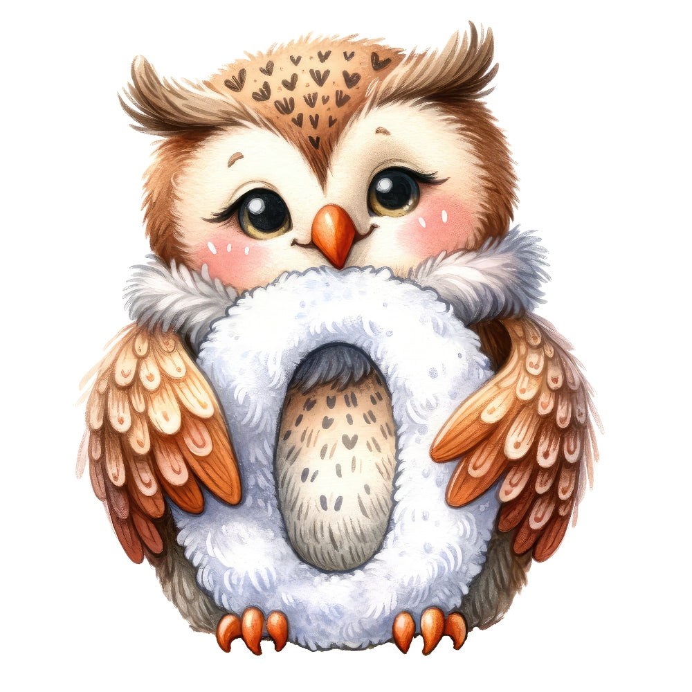 Animal Owl Letter O Fabric Panel