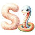 Animal Snake Letter S Fabric Panel