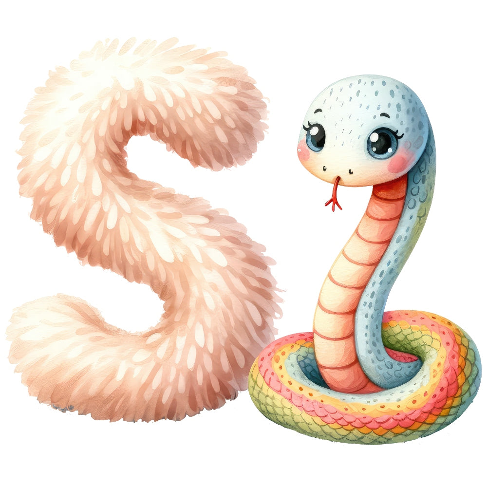 Animal Snake Letter S Fabric Panel