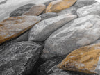 Golden Boulders, Earthy Texture, Nature Stones, Framed Canvas Print, Industrial Office Wall Art, Minimalist Landscape, Rock Photography