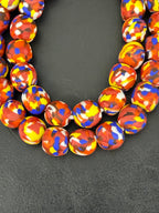Authentic Fused Krobo Recycled Glass Beads 12–14mm | Multicolor African Glass Beads | Handmade in Ghana