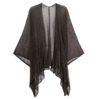 Solid Knitted Mesh Trimmed Ruana