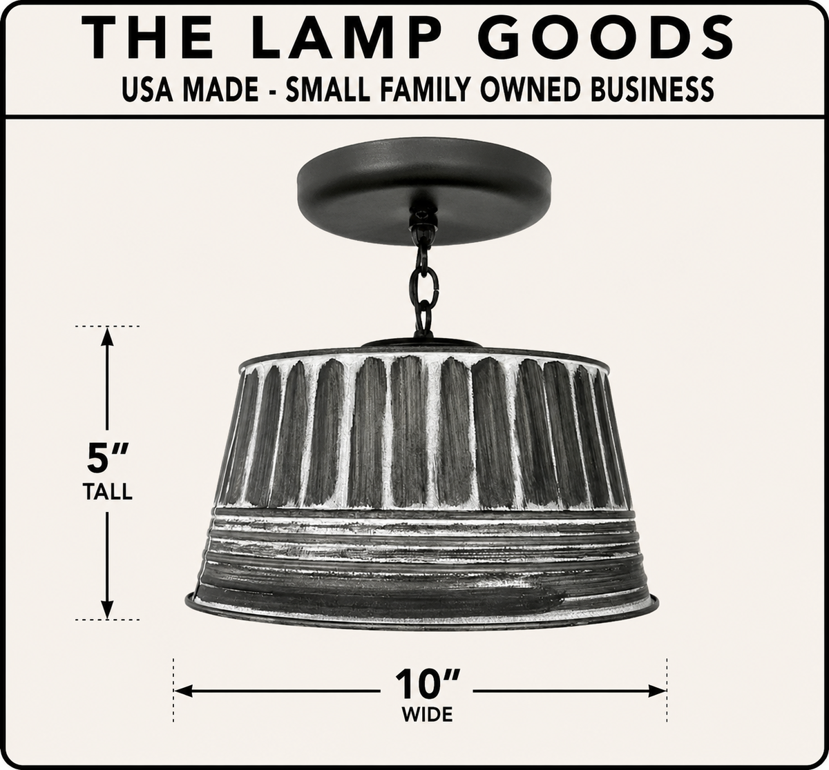 Black Ribbed Galvanized Ceiling Light