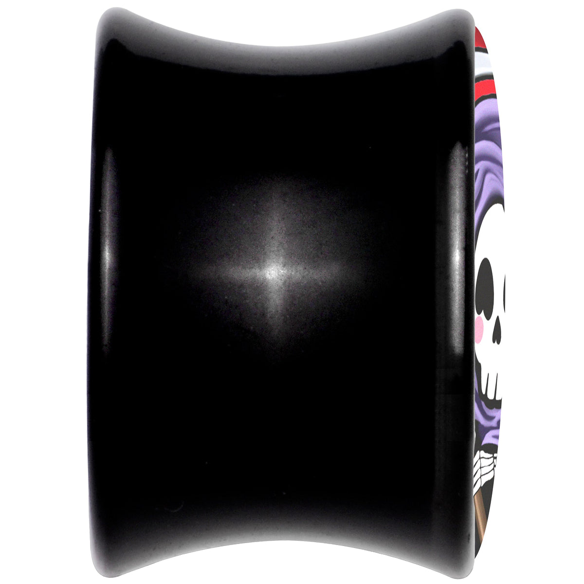 Black Acrylic Grim Reaper Double Flare Plug Set by Onyx O
