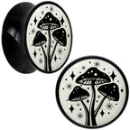 Glow in the Dark Mystic Mushroom Black Acrylic Saddle Plug Set by Onyx O