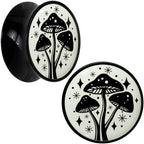 Glow in the Dark Mystic Mushroom Black Acrylic Saddle Plug Set by Onyx O