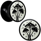 Glow in the Dark Mystic Mushroom Black Acrylic Saddle Plug Set by Onyx O