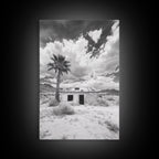 Palm Tree, Desert Shack, Abandoned Beauty, Western Minimalism, Canvas Print, Living Room Wall Art, Rustic Modern Style, Boho Wall Decor