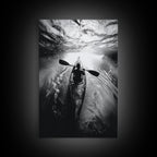 Kayaking Exploration, River Reflections, Adventure Sport, Framed Canvas Print, Office Wall Art, Moody Travel Photography, Nature Wall Decor