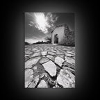 Desert Archway, Stone Ruins, Sunny Sky, Canvas Print, Rustic Travel Wall Art, Mediterranean Decor, Minimalist Earthy Aesthetic