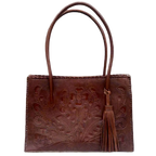The Amy| Hand-Tooled Leather Tote Bag