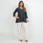 Lu V-Neck Top 100% Cotton Gauze