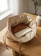 Artisanal Hand-Crocheted Straw Bucket Bag