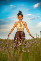 Winds of Change - Tribal Halter Top - Available in Cream and Brown - One Size Fits Most Adjustable