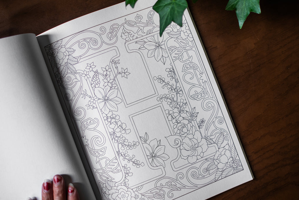 Creative Haven Beautiful Floral Alphabet Designs Coloring Book