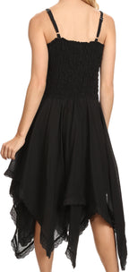 Sakkas Ella Smocked Bodice Spaghetti Strap Double Layered Dress