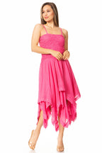 Sakkas Ella Smocked Bodice Spaghetti Strap Double Layered Dress