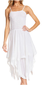 Sakkas Ella Smocked Bodice Spaghetti Strap Double Layered Dress