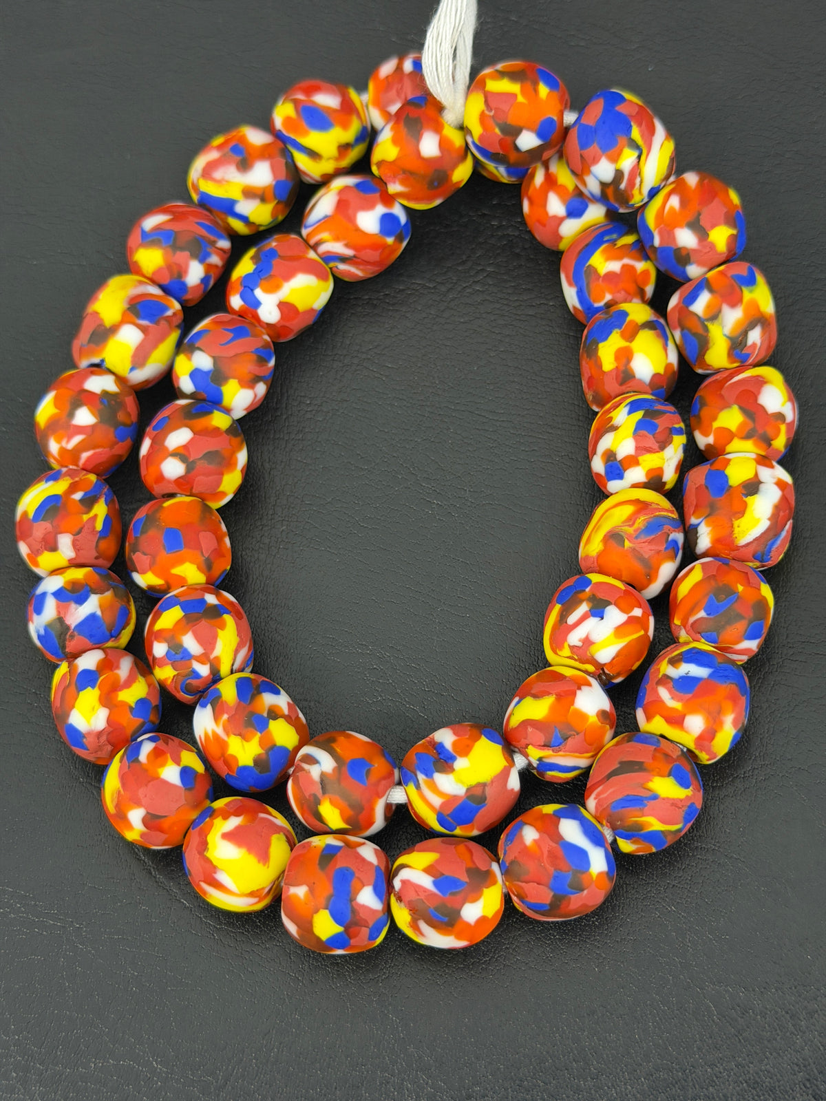 Authentic Fused Krobo Recycled Glass Beads 12–14mm | Multicolor African Glass Beads | Handmade in Ghana
