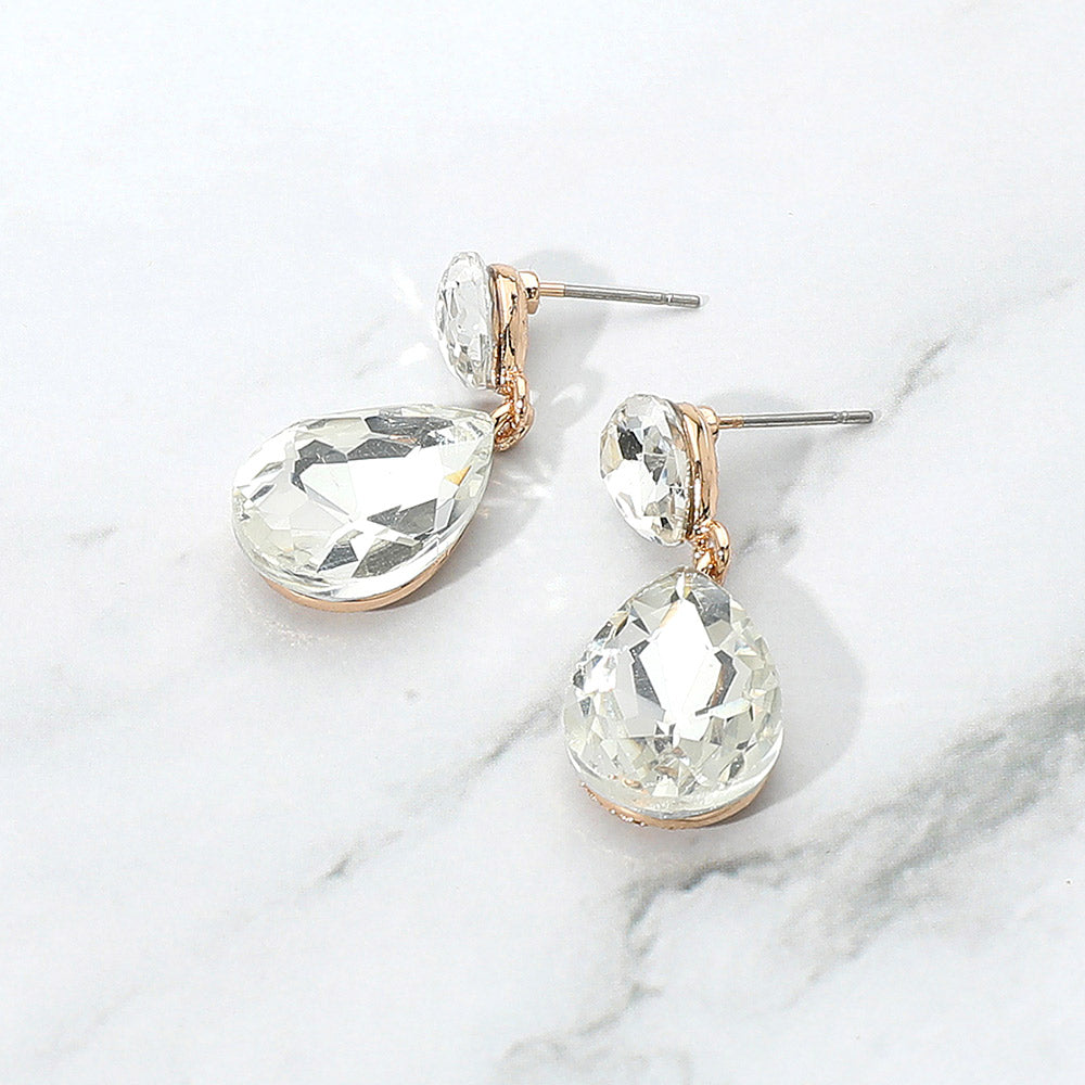 Women's Glass Crystal Teardrop Dangle Earrings