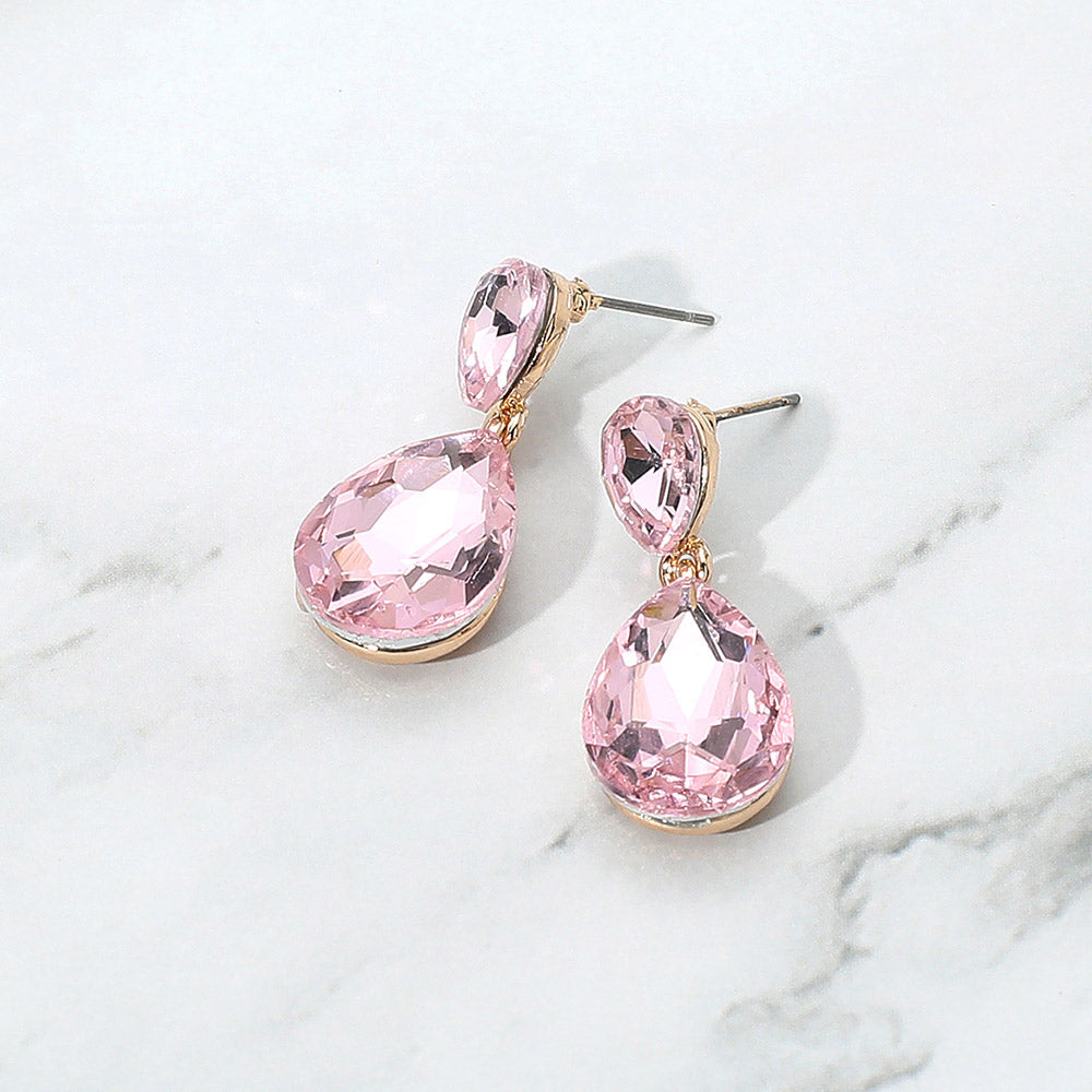 Women's Glass Crystal Teardrop Dangle Earrings