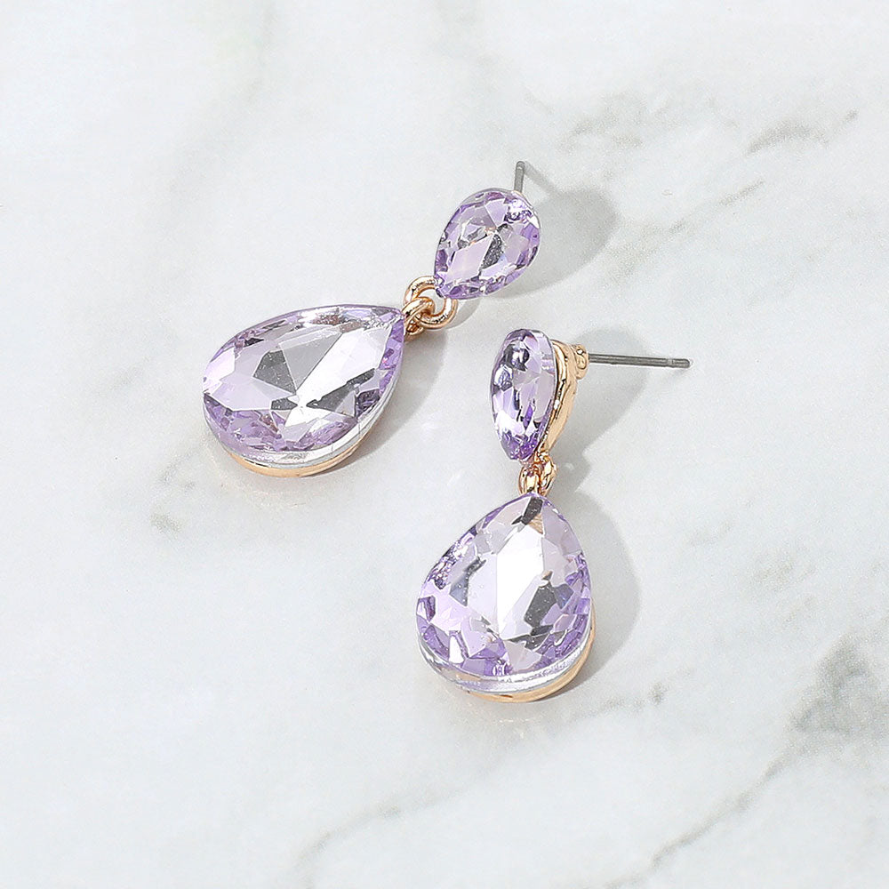 Women's Glass Crystal Teardrop Dangle Earrings