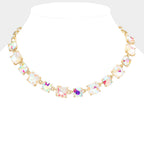 Women's Cushion Square Stone Link Evening Necklace