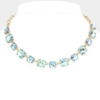 Women's Cushion Square Stone Link Evening Necklace