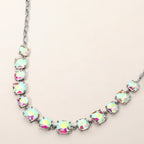 Women's Cushion Square Stone Link Evening Necklace
