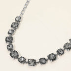 Women's Cushion Square Stone Link Evening Necklace