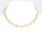 Women's Cushion Square Stone Link Evening Necklace