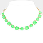 Women's Cushion Square Stone Link Evening Necklace