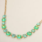 Women's Cushion Square Stone Link Evening Necklace