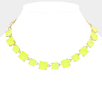 Women's Cushion Square Stone Link Evening Necklace