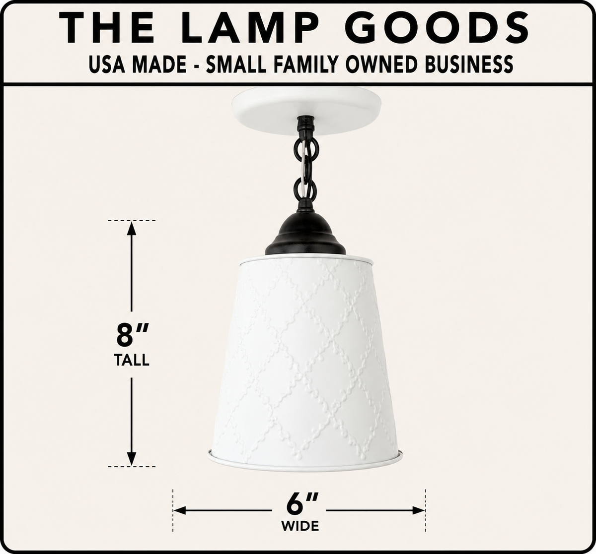 Embossed White Tin Ceiling Light