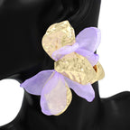 Oversized Sculpted Floral Petal Earrings
