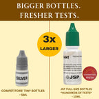 Gold & Silver Testing Kit JSP Acids 10K-24K, Silver, Neutralizer & 2 Large GTE Testing Stones