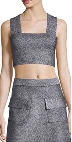 A.L.C. Ali Silver metallic Knit Crop Top Sz Medium $295