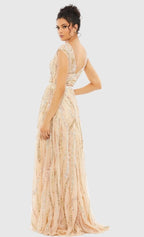 Mac Duggal 5445 Beige Cap Sleeve Embellished Evening Gown Size 14 $598