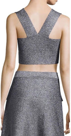 A.L.C. Ali Silver metallic Knit Crop Top Sz Medium $295