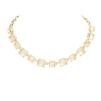 Women's Cushion Square Stone Link Evening Necklace