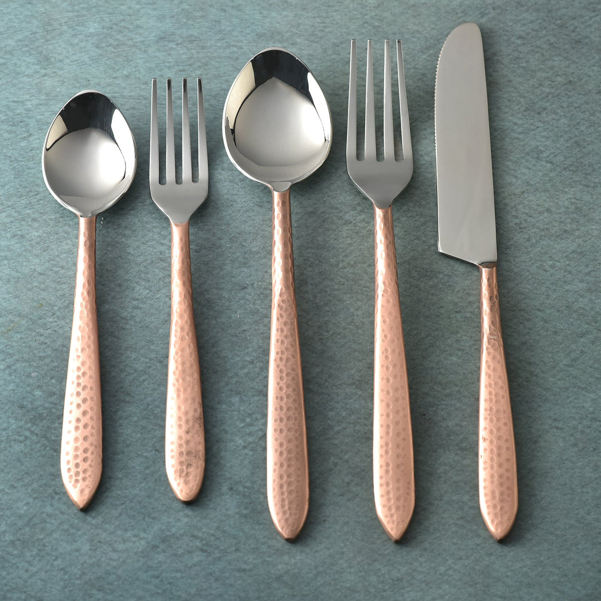 Crimson Hammered Flatware, 5- Pc. Place Setting